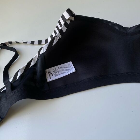 Brooks Fine Form Moving Comfort Medium Black white Sports Bra - Picture 6 of 8